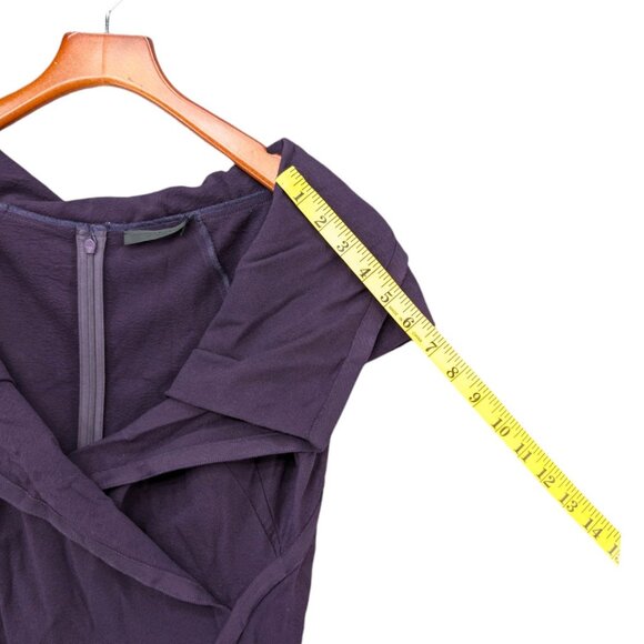 Donna Karan Sheath Dress Purple Short Sleeve Wool Blend Knee Length Size 6 - Picture 10 of 13